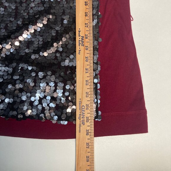 Simply Vera Vera Wang sequined tank top laced neckline arm hem in burgundy PM - Picture 6 of 9